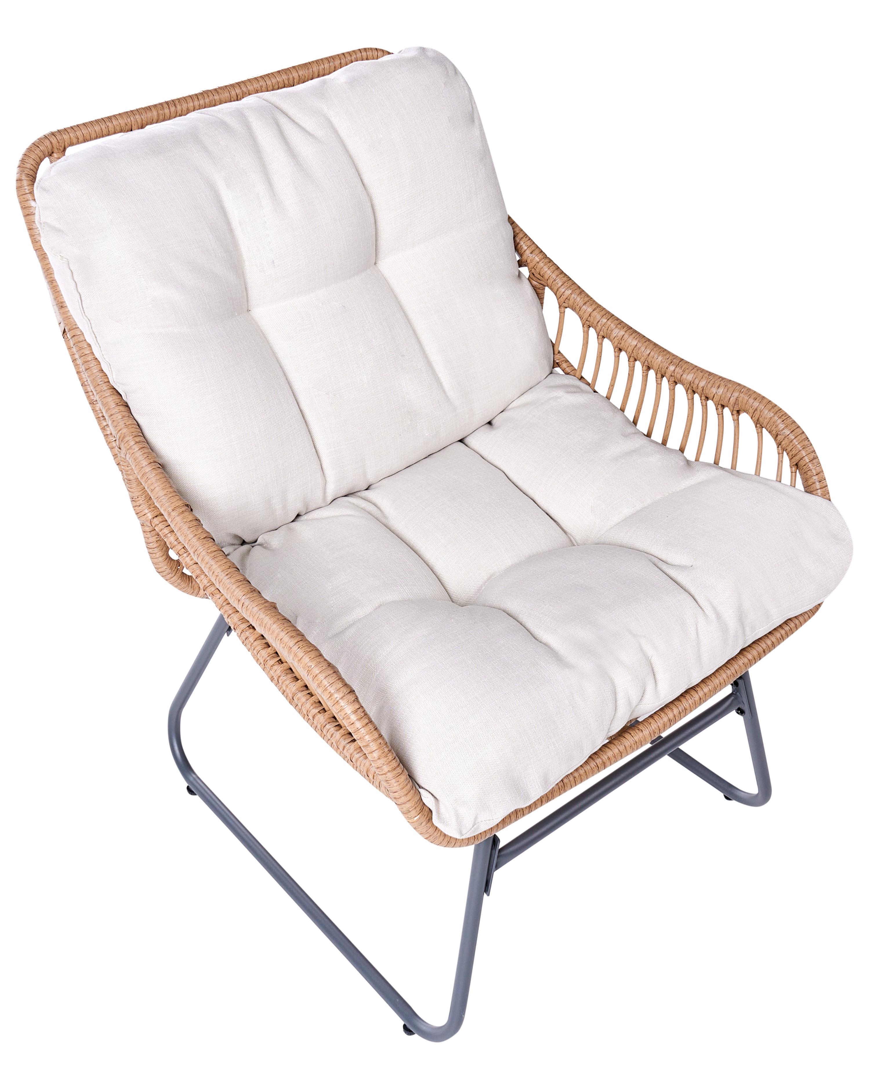 Tuinstoel MESTRE met voetenbank PE rotan Lichtbeige
