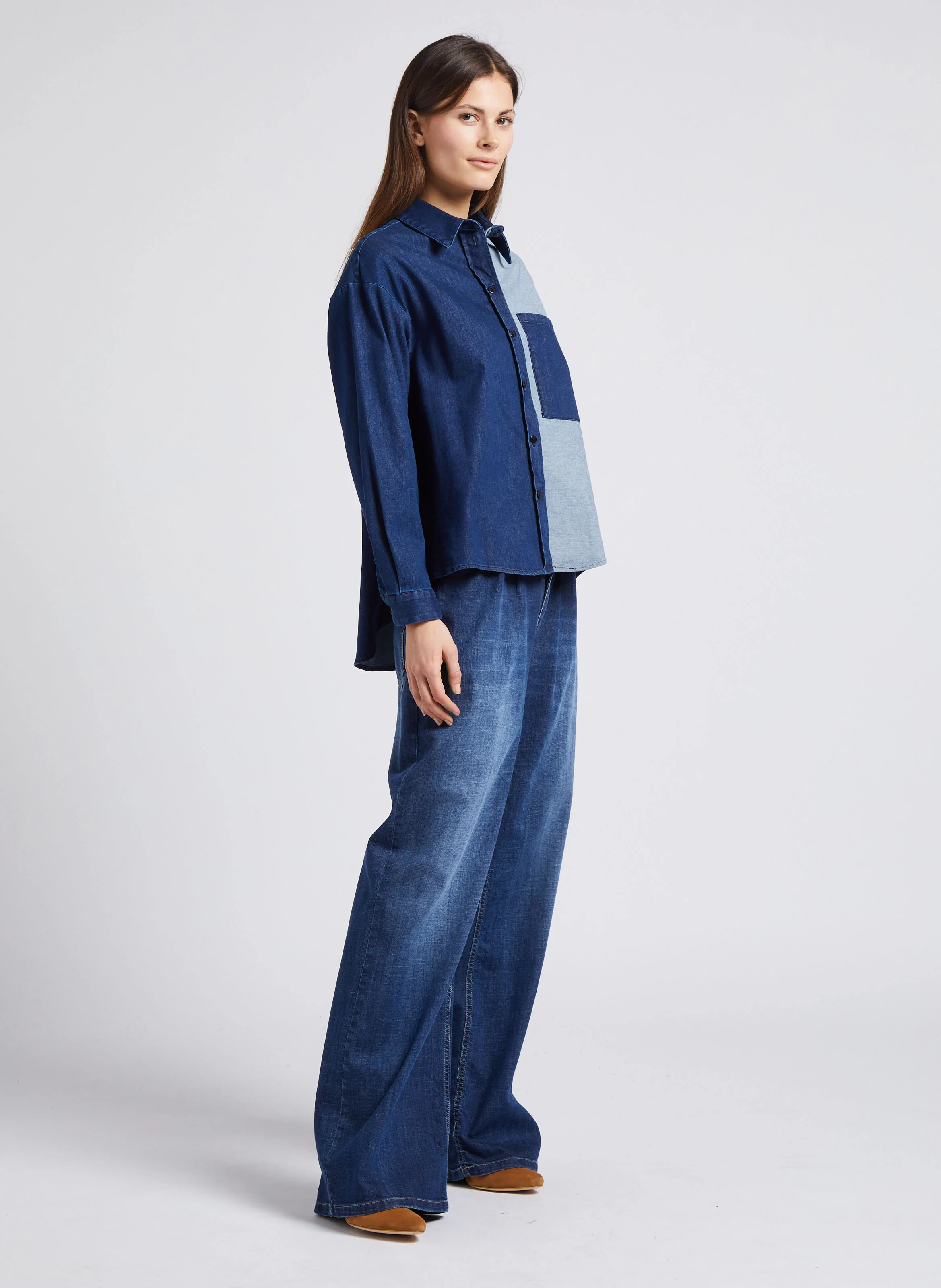 Jean patte d'eph en coton mélangé | Bleu