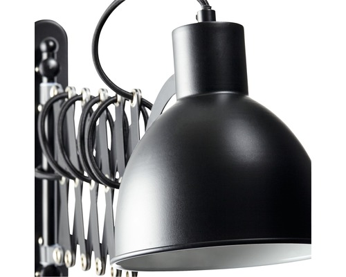 Wandlamp, 1-lichts, HxBxD 25,5x15,2x60 cm, Sandra, zwart/mat, uitschuifbaar