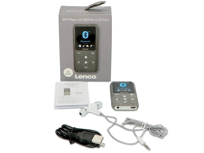 Lenco MP3 Player Xemio-861 Grau MP3-Player mit Bluetooth & 8 GB Micro SD Card