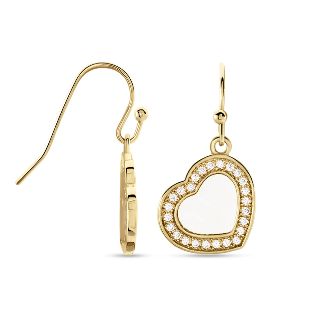 Boucles D'oreilles Pendantes Plaqué Or Jaune Aludra Nacres Oxydes