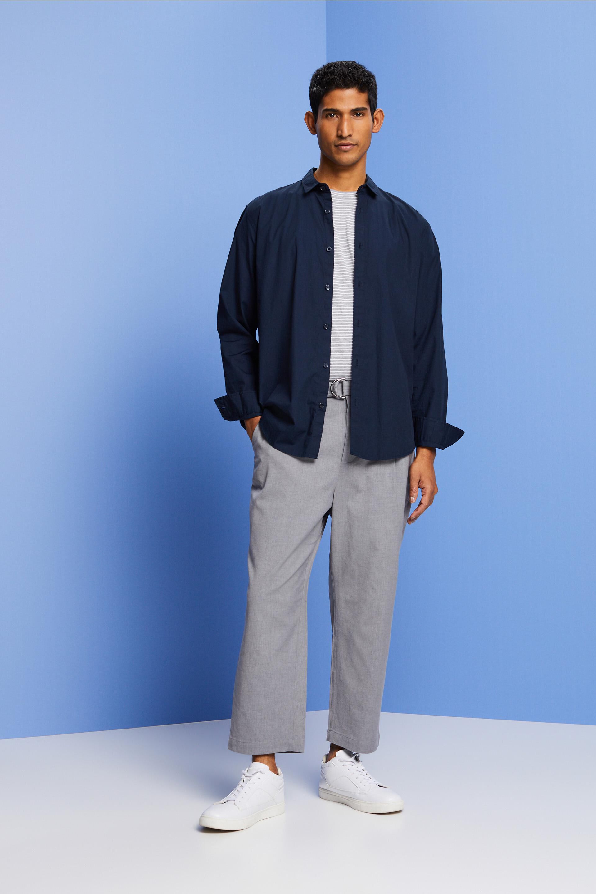 Jambes larges, ceinture, laine mélangée