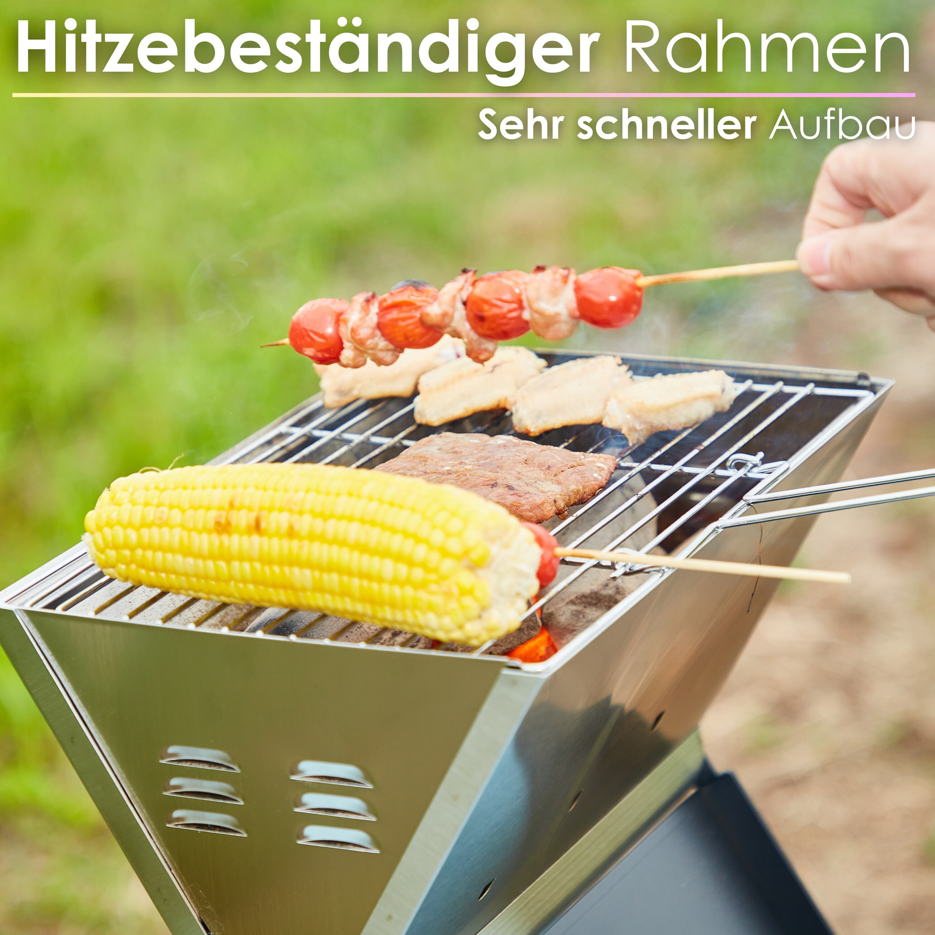 Steinborg Klappgrill Laptopgrill Campinggrill Hitzebeständig schwarz
