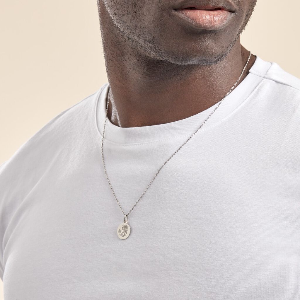 Pendentif Zodiaque Rond Argent Blanc