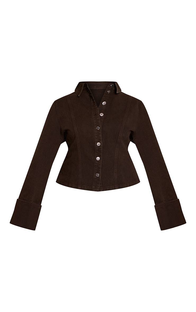 Chocolat Chemise En Denim Cintrée Vintage Grande Taille