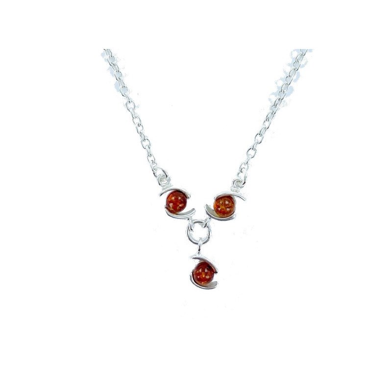 Collier argent 925 Ambre veritable de la mer Baltique