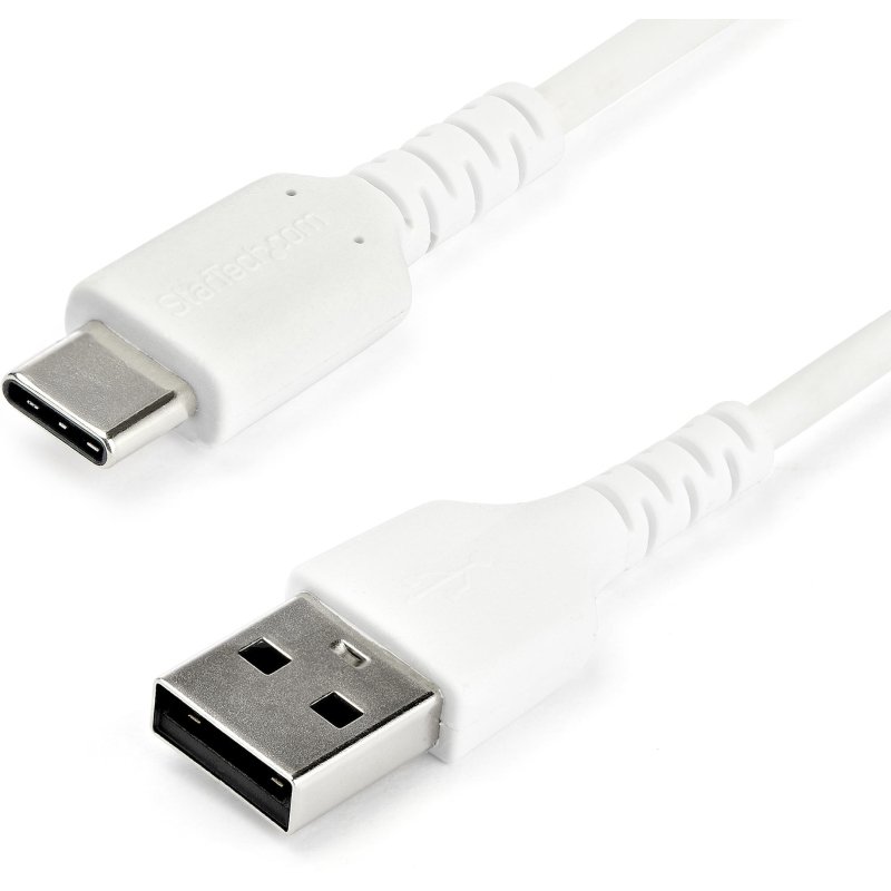 StarTech.com Câble de Charge Rapide USB-A vers USB-C de 1m, Robuste, Charge et Synchronisation, 3A, USB 2.0, Gaine TPE Blanche et Fibre d'Aramide - Cordon de Charge USB