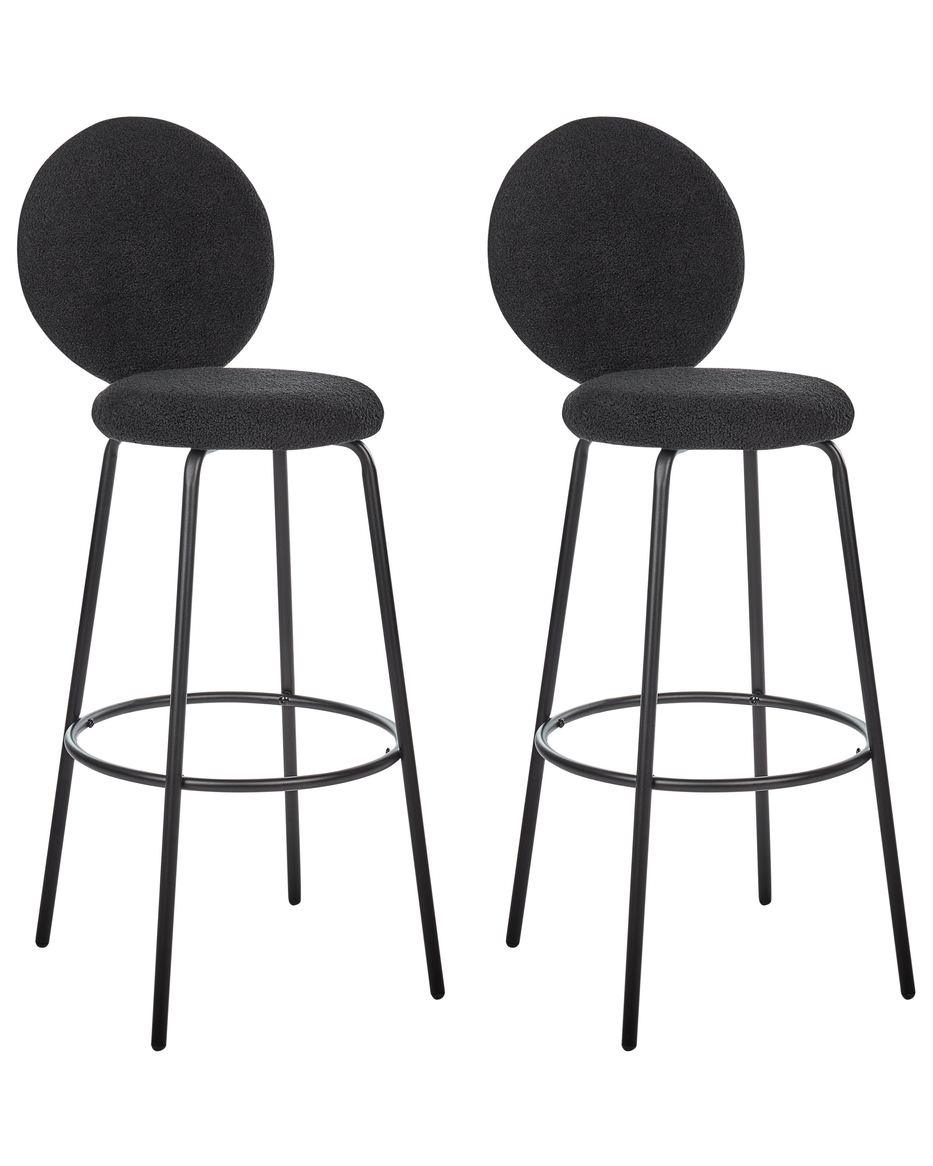 Set van 2 barstoelen EMERY Bouclé Zwart