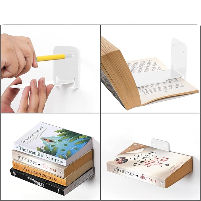 (105x70mm) Metall Bücher Wandregal Home Deko Organizer Schwebendes Regal Buch Ablage - Weiss
