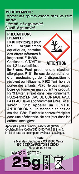 Gel appât insecticide cafards et blattes Acto