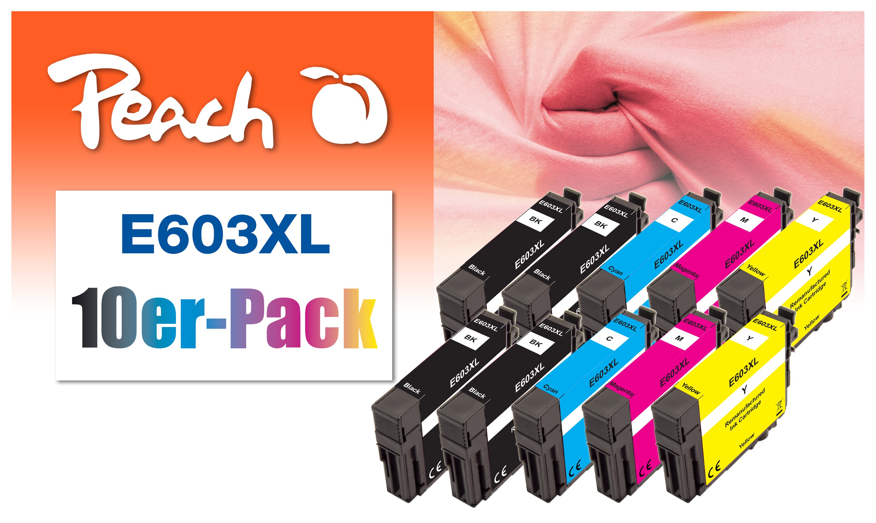 Peach E3A1*4 10 Druckerpatronen XL (4*bk, 2*c/2*m/2*y) ersetzt Epson T03A1*4, T03A2*2, T03A3*2, T03A4*2 für z.B. Epson Expression Home XP -2100 (wiederaufbereitet)