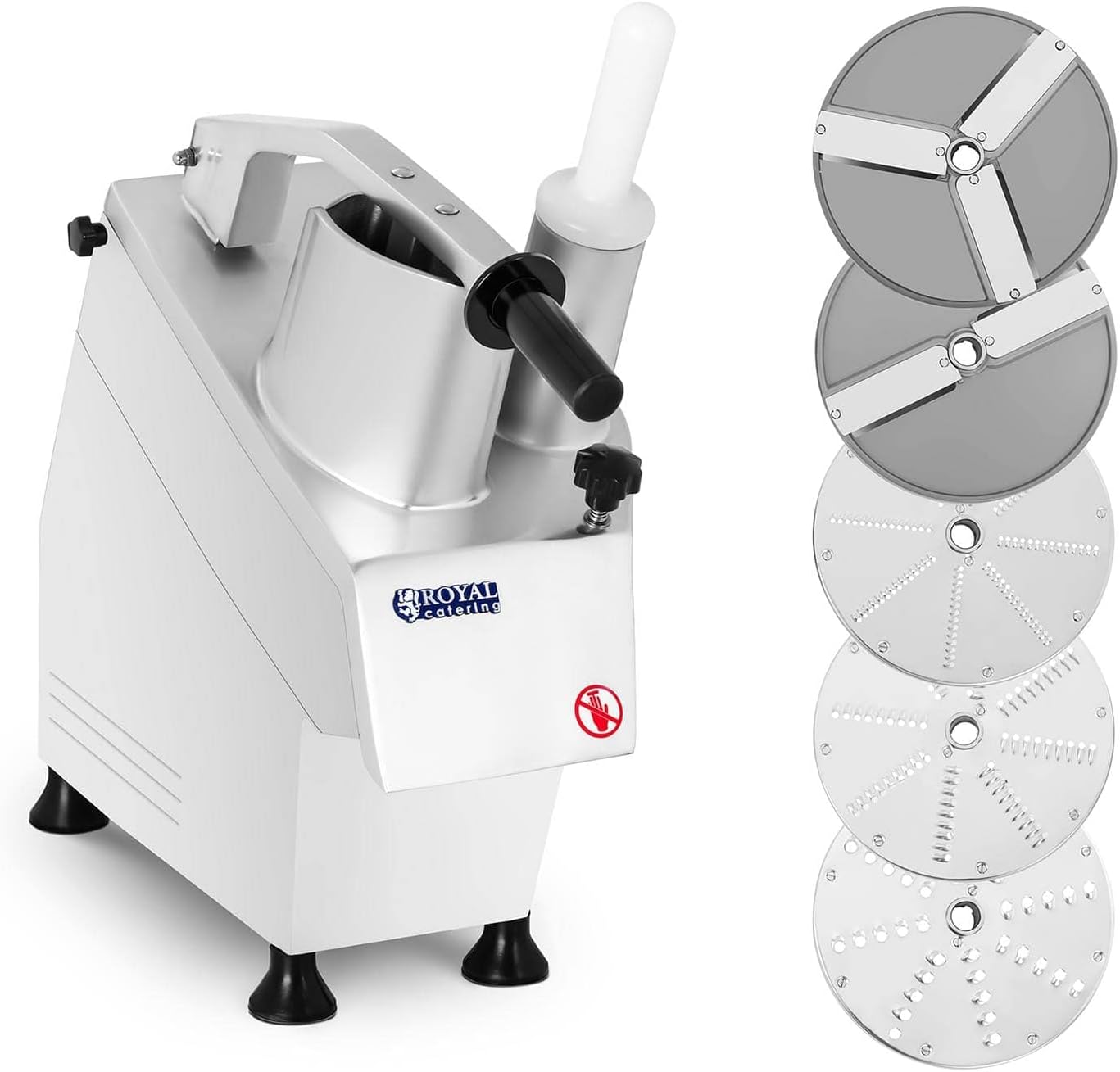 Royal Catering RCGS 55 Gemüseschneider Multischneider Universal-Zerkleinerer (elektrisch, Scheiben-Ø 205mm, 550W, 270 U/min, Aluminium, inkl. 5 Schneidscheiben)