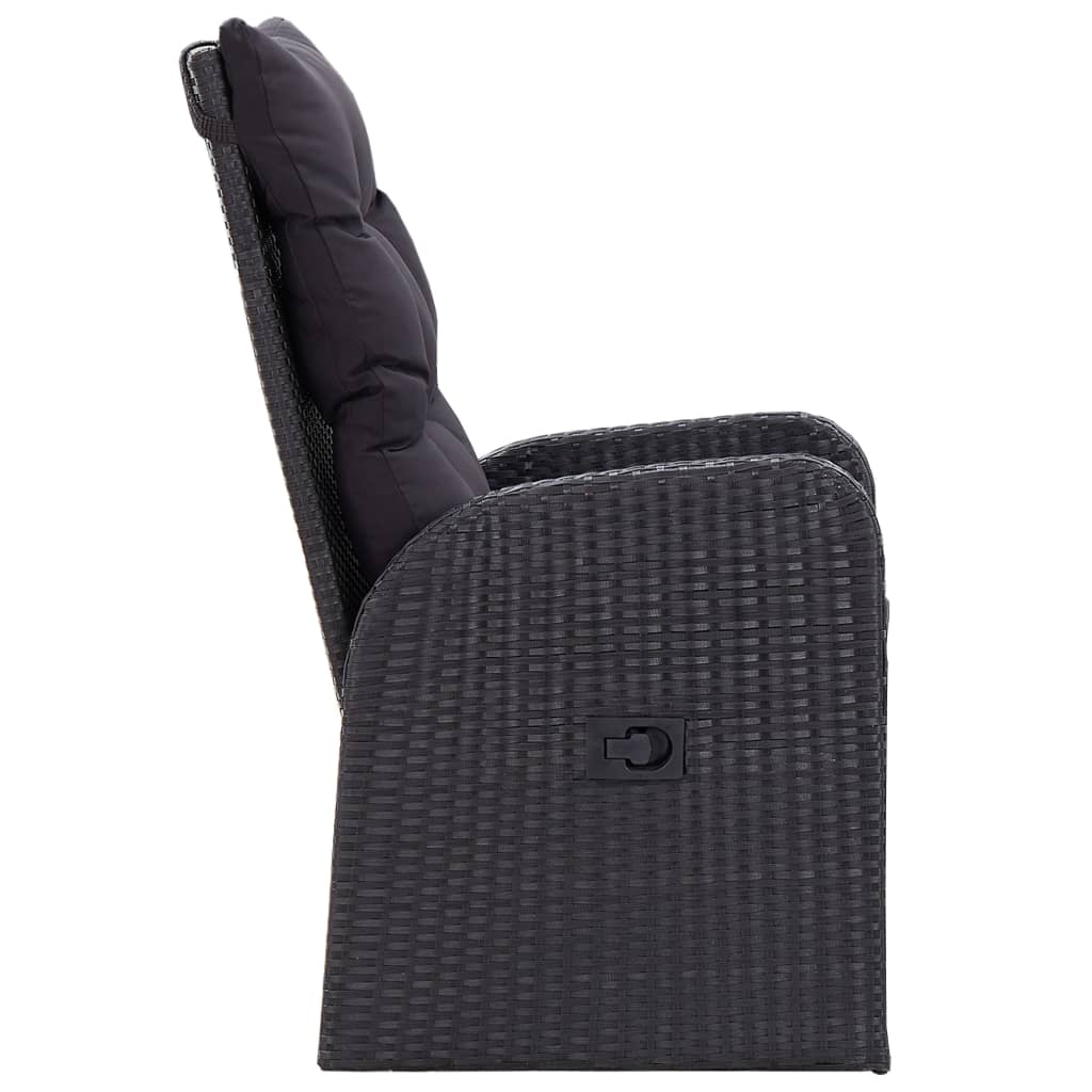 Mobilier de salle à manger de jardin avec coussins 7 pièces noir