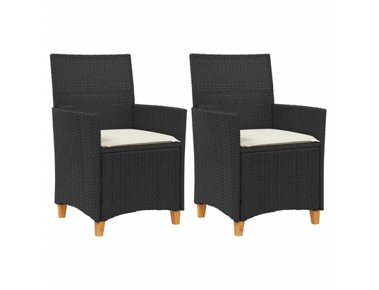 VIDAXL - Chaises de jardin coussins lot de 2 noir résine tressée et b...