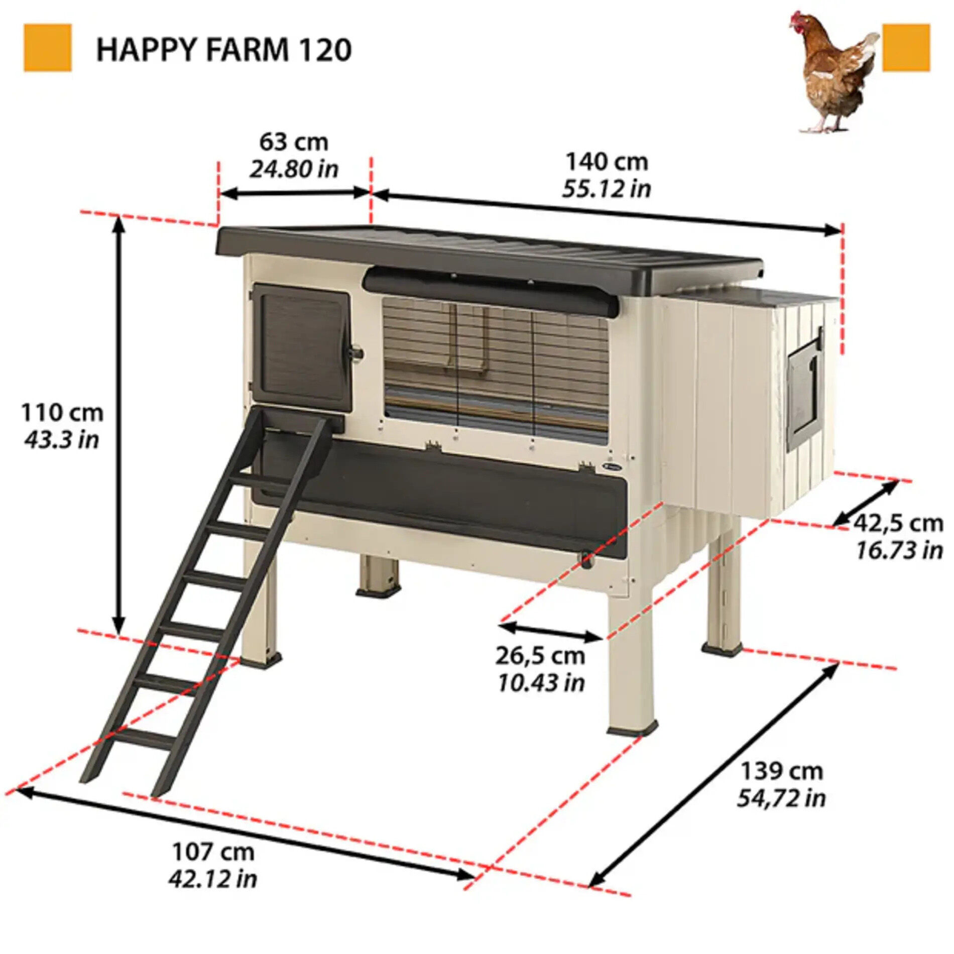 Ferplast Happy Farm 120 - Kippenhok - Beige