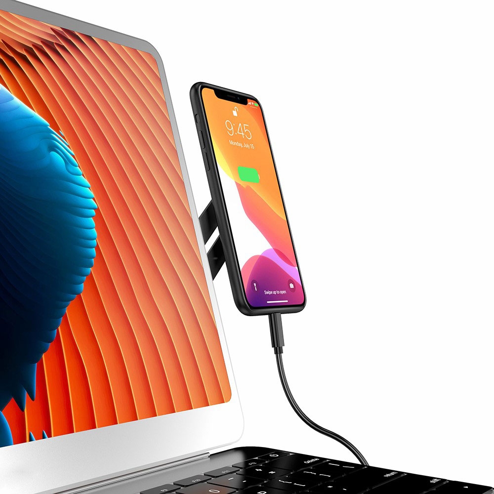 Magnetische Aluminium Laptop Erweiterung Smartphone Halterung mit Klebevorrichtung   2x Metall Magnet Aufsätze - Silber