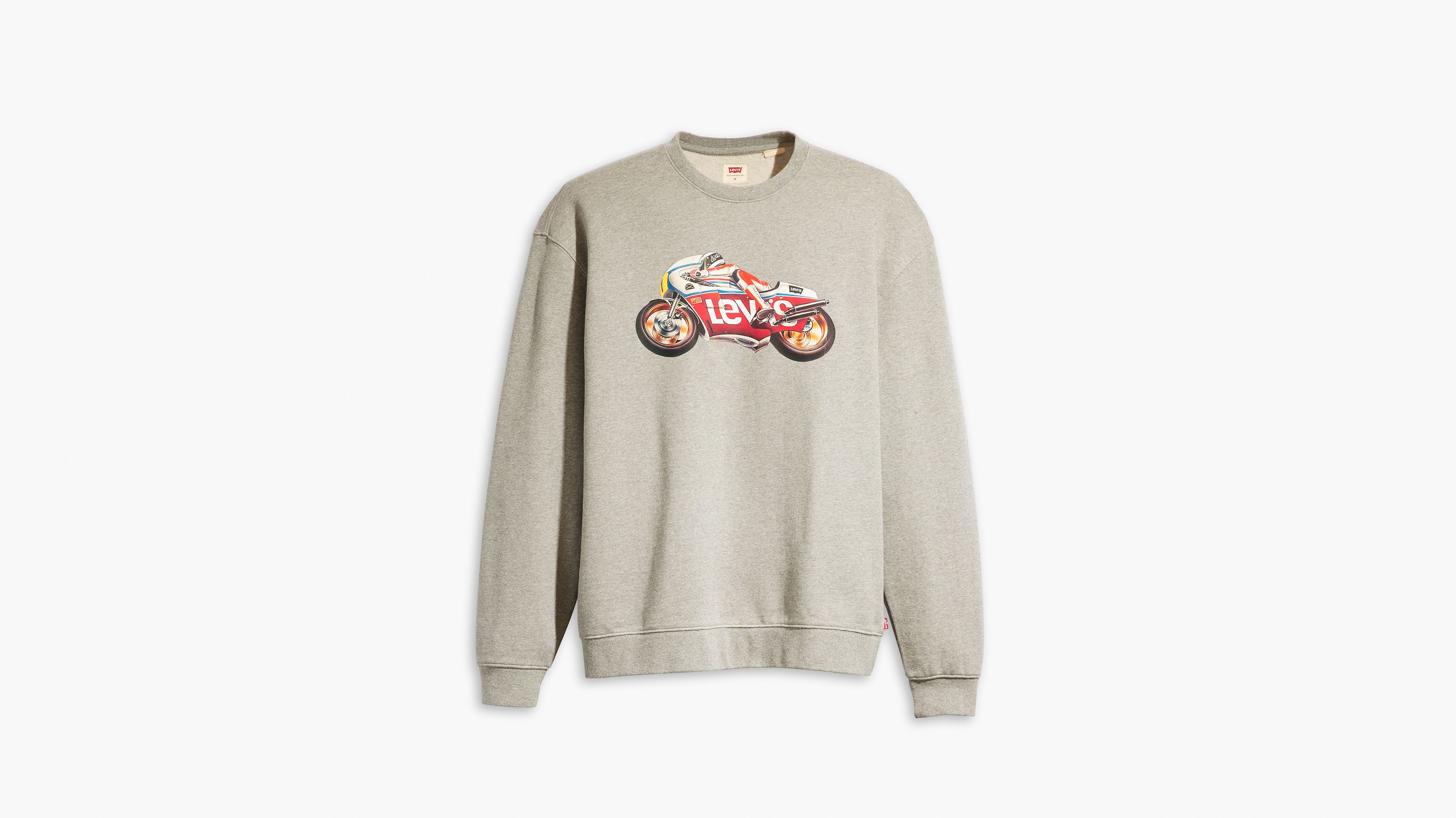 Sweat-shirt graphique à col rond et coupe décontractée - Batwing Motorbike Crew Midtone Heather Gray - Gris