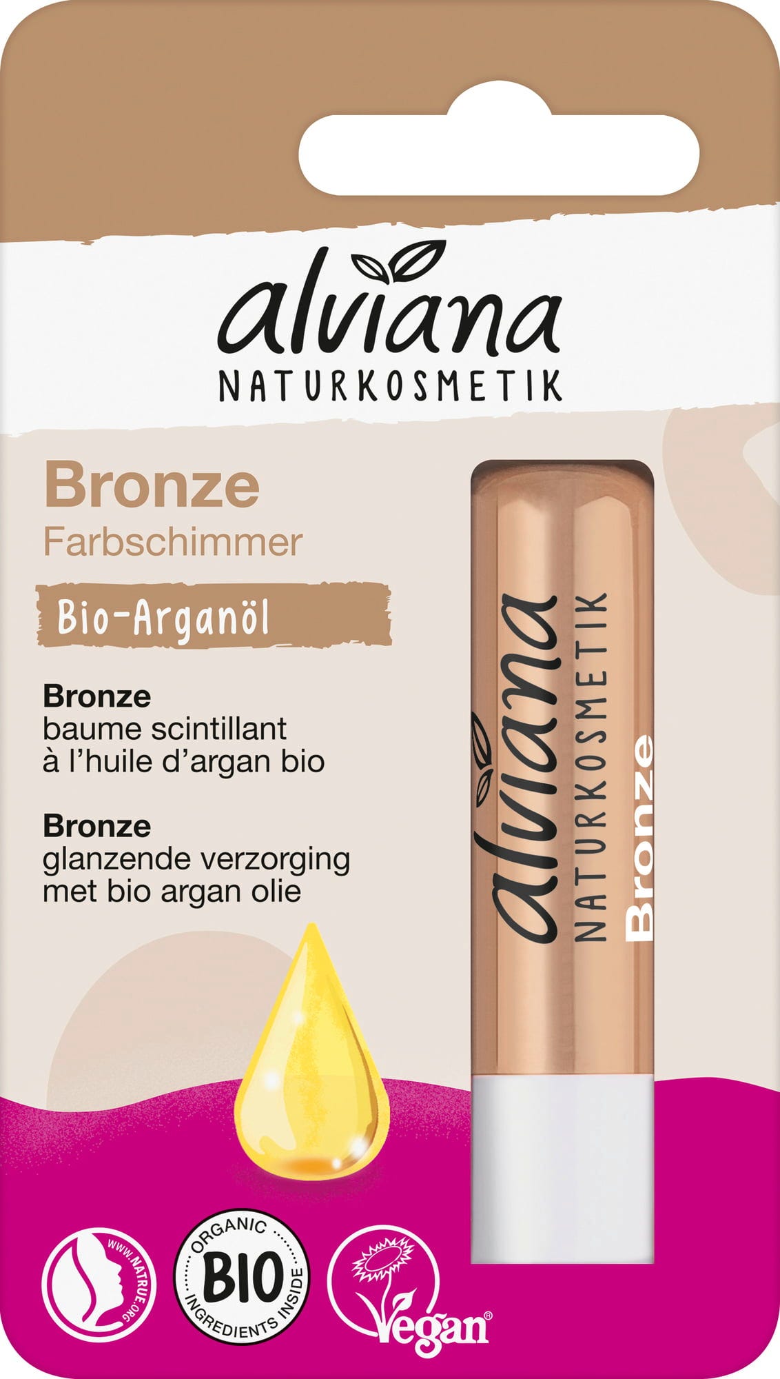 alviana Naturkosmetik  Lippenpflegestift Bronze, 4,50 g