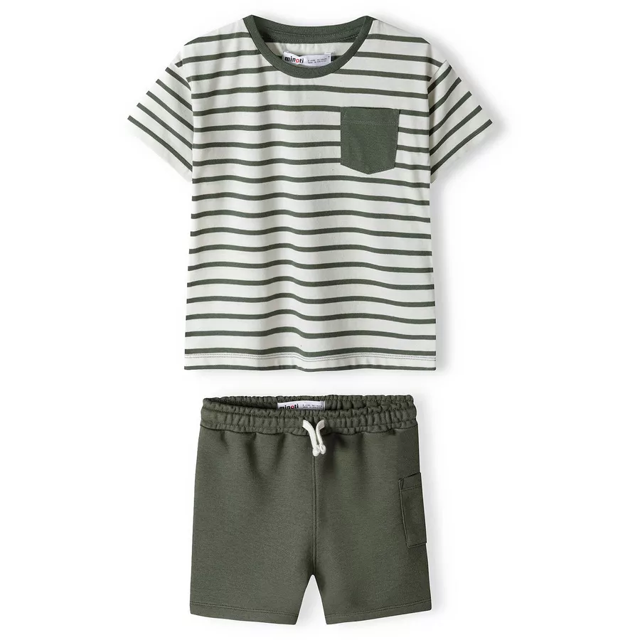 MINOTI T-Shirt und Shorts im Set KhakigrünWeiß