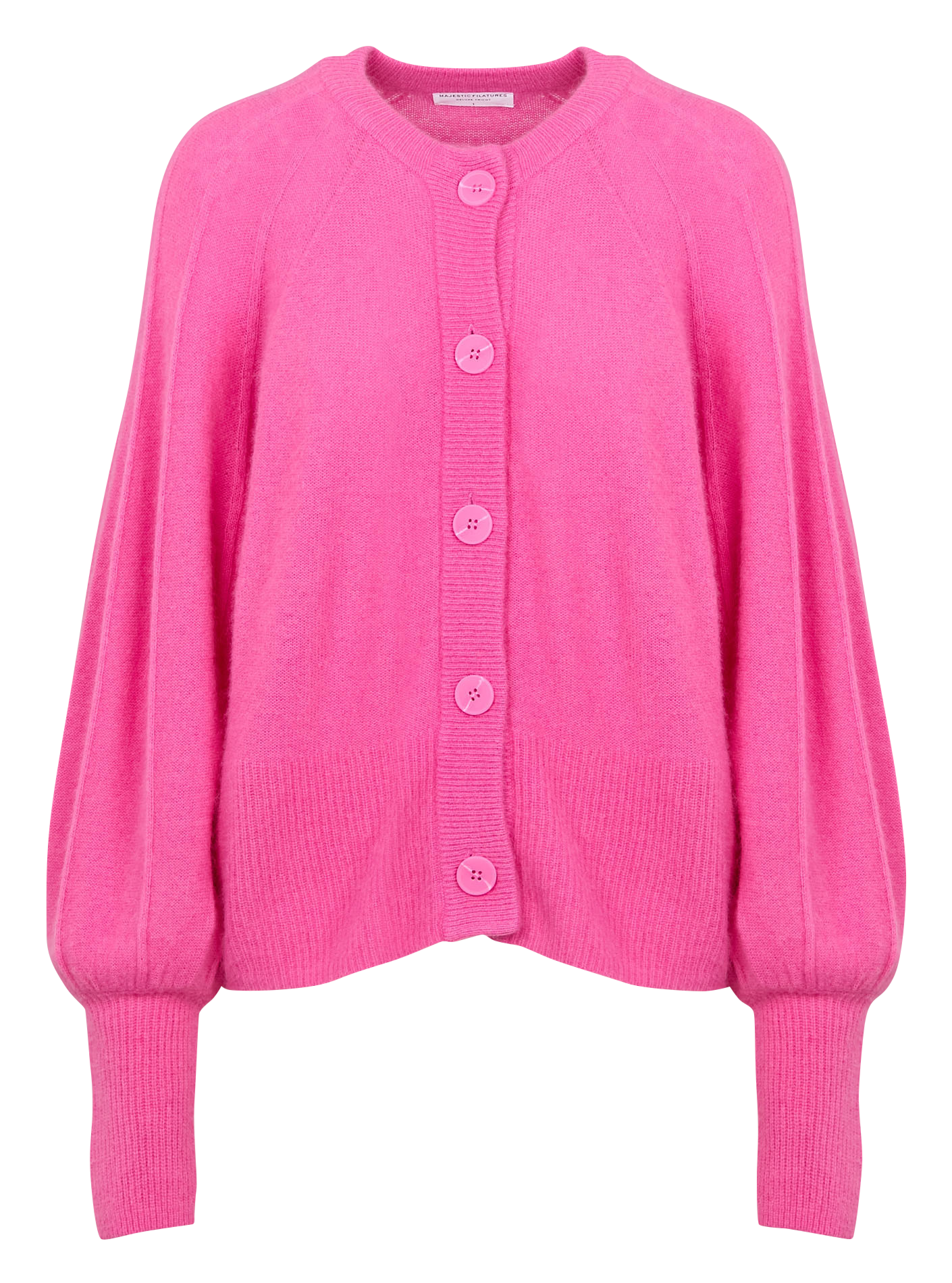 Gilet oversize col rond en laine mélangée | Rose