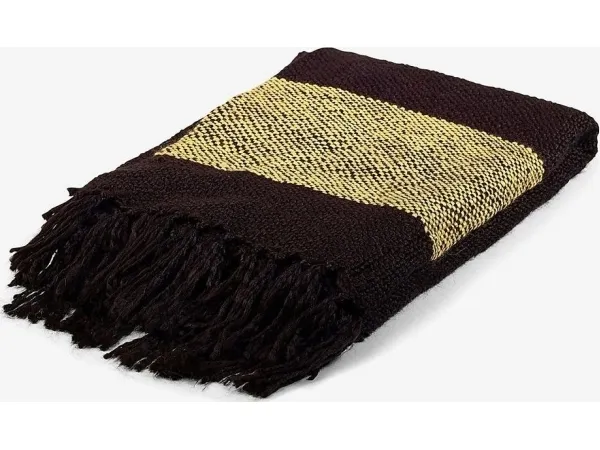 bercato Pläd GOLD - 130x170cm - Akryl - Svart - guld