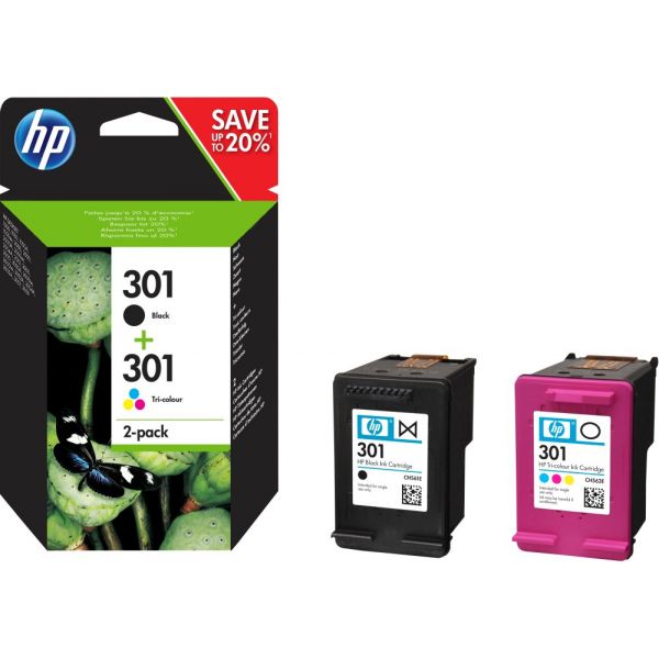 Tinteiro HP 301 Preto   Tricolor - N9J72AE