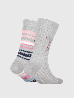 Pacote com 2 pares de meias caneladas multicoloridas