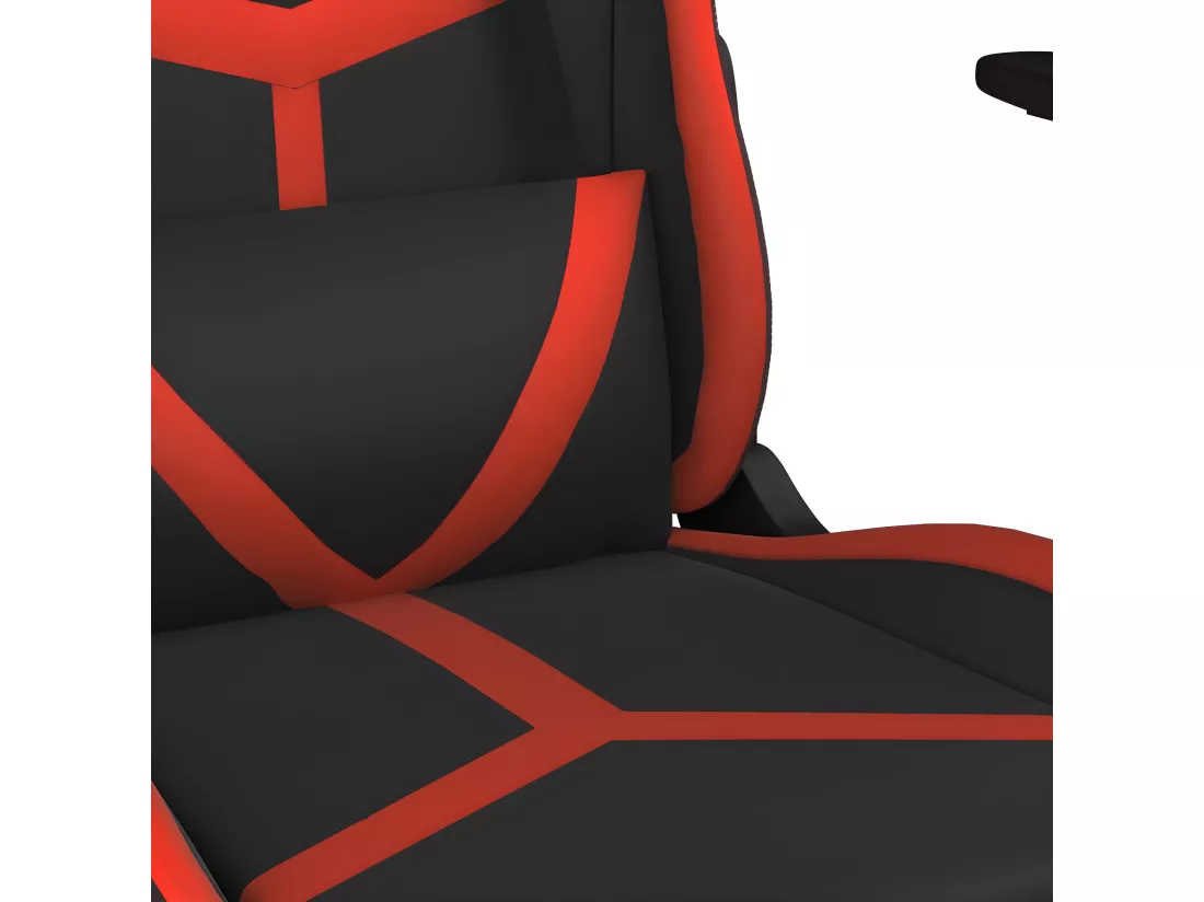 Chaise de jeu avec repose-pied Noir et rouge Similicuir