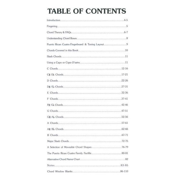 Cabot Books Publishing Puerto Rican Cuatro Chord Bibl