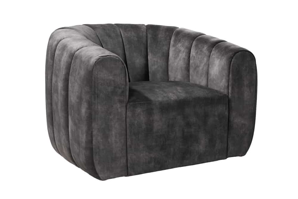 Drehbarer Design Sessel BABYLON dunkelgrau Samt Lounge Cocktailsessel