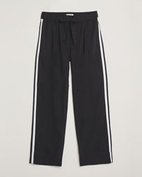 Tekla Grosgrain Stripes Pyjama Pants All Black