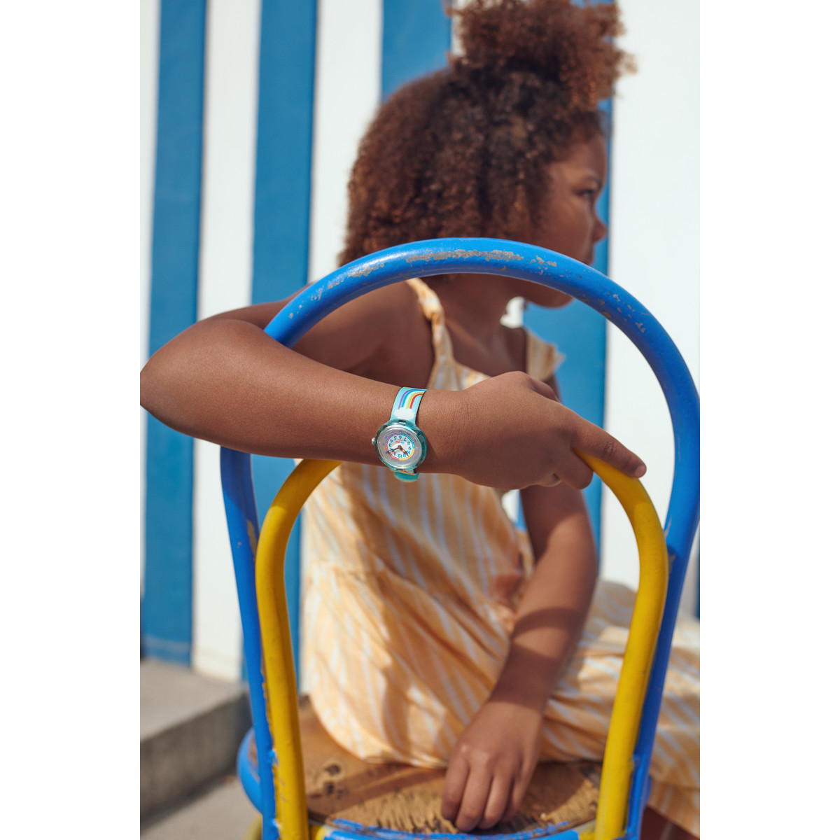 Montre FLIK FLAK Color my life Rainbow dreams enfant plastique biosourcé bracelet PET recyclé bleu