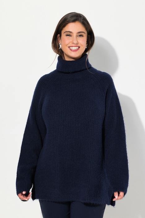 Pullover, Rippstrick, Rollkragen, Langarm, recycelt