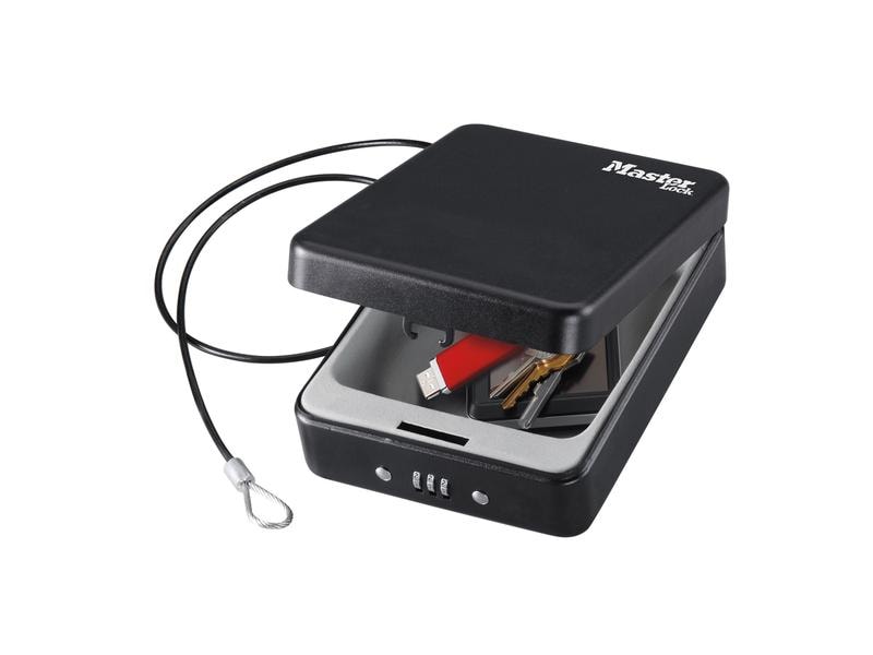 Masterlock Mini Safe P005CEURBLKHRO Schwarz Tragbarer Minisafe mit Kombination