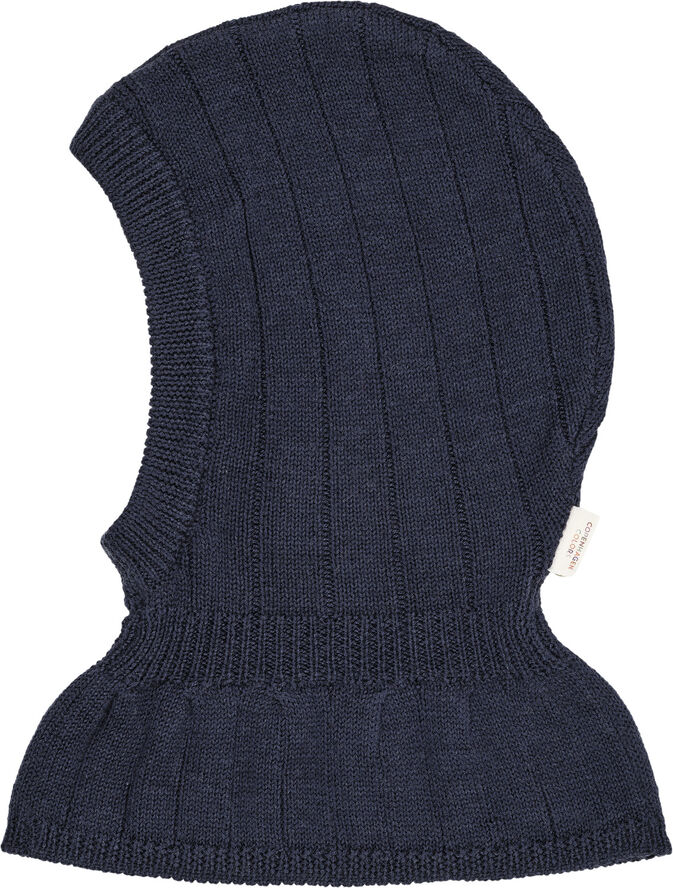 Copenhagen Colors RIB KNITTED BALACLAVA IN MERINO WOO Navy