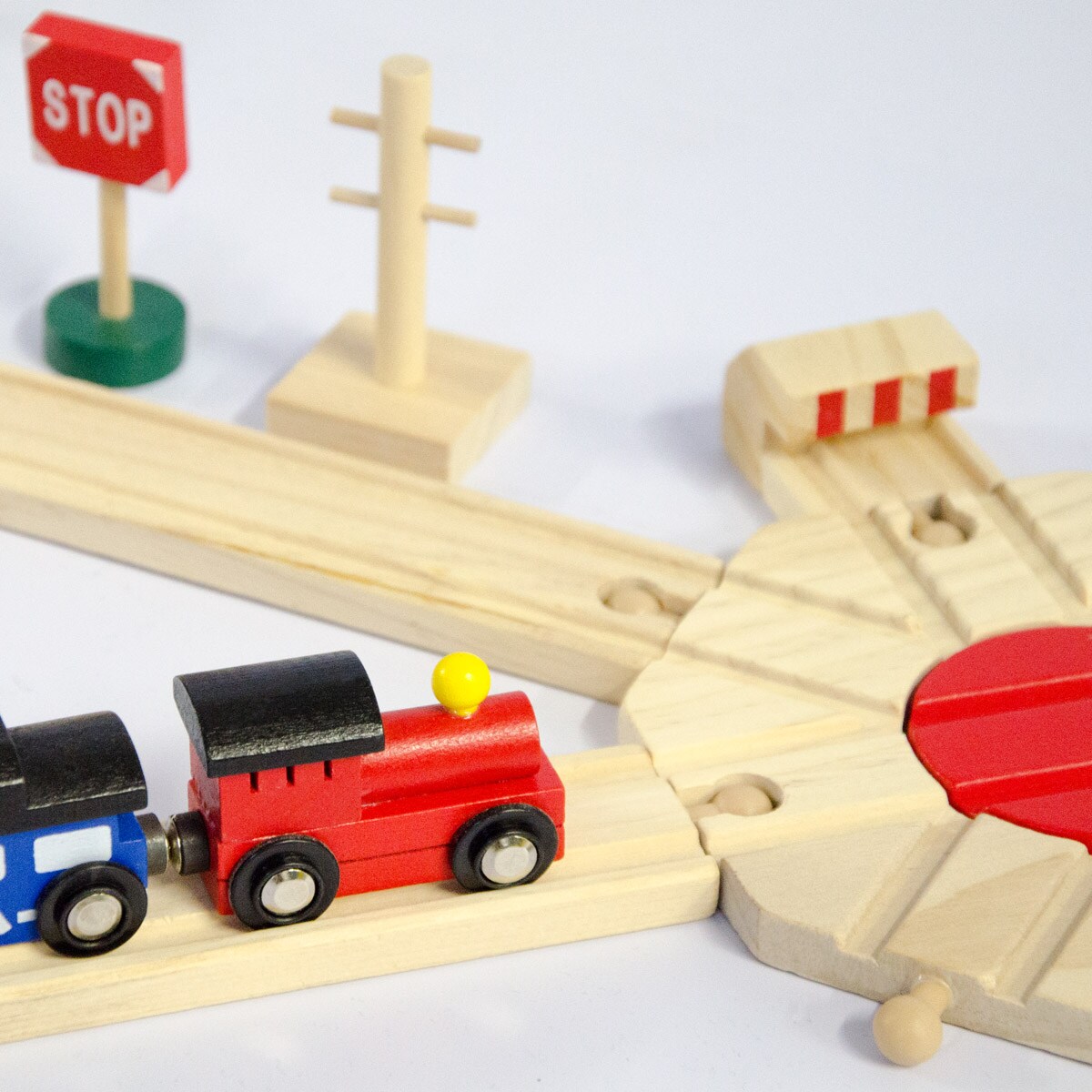 96 Teile XXL Holzeisenbahn Set - 6m Schienen - Holz Eisenbahn Kinder Spielzeug