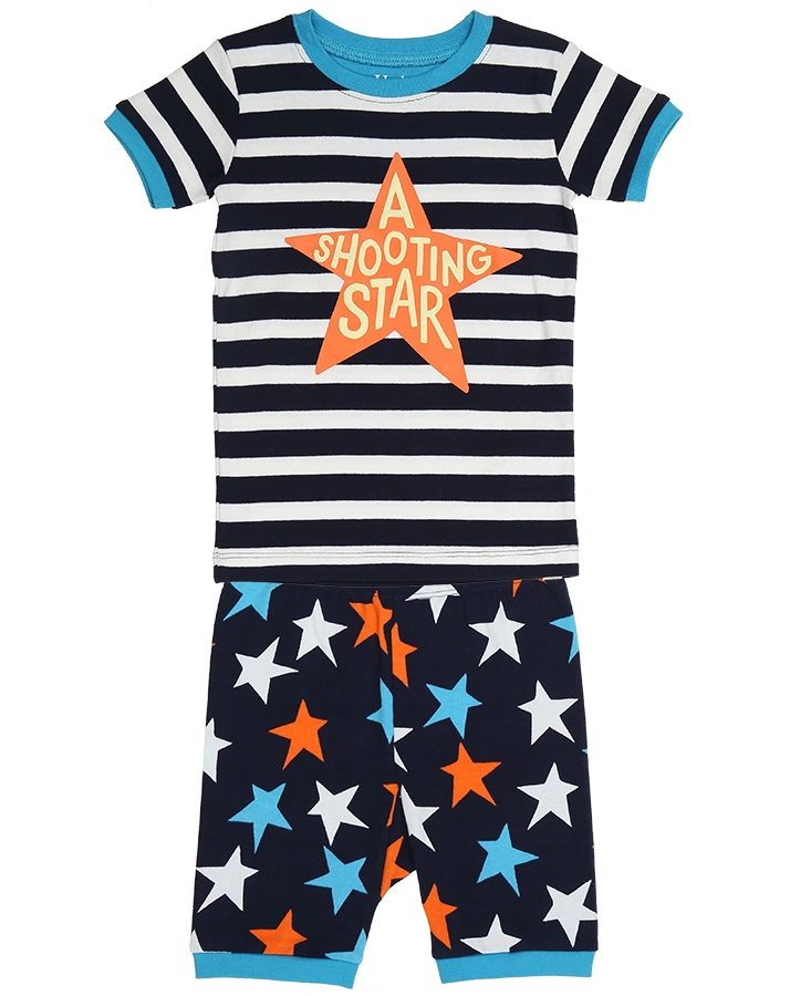 Schlafanzug STARS AND STRIPES – GLOW IN THE DARK kurz in dunkelblau