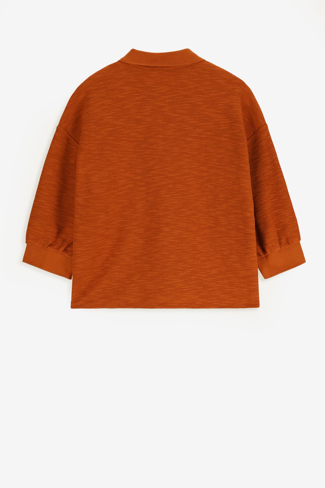 Oranjebruin T-shirt met polo kraag