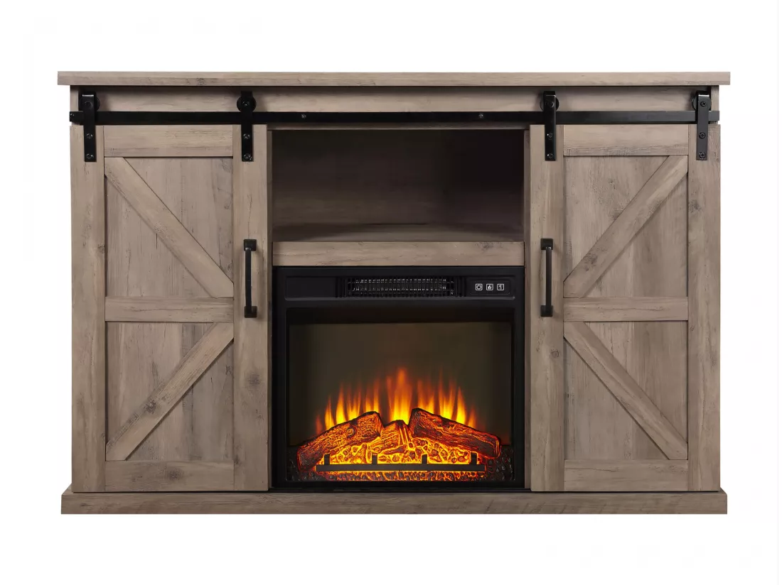 Buffet rustique avec cheminée électrique 2000W