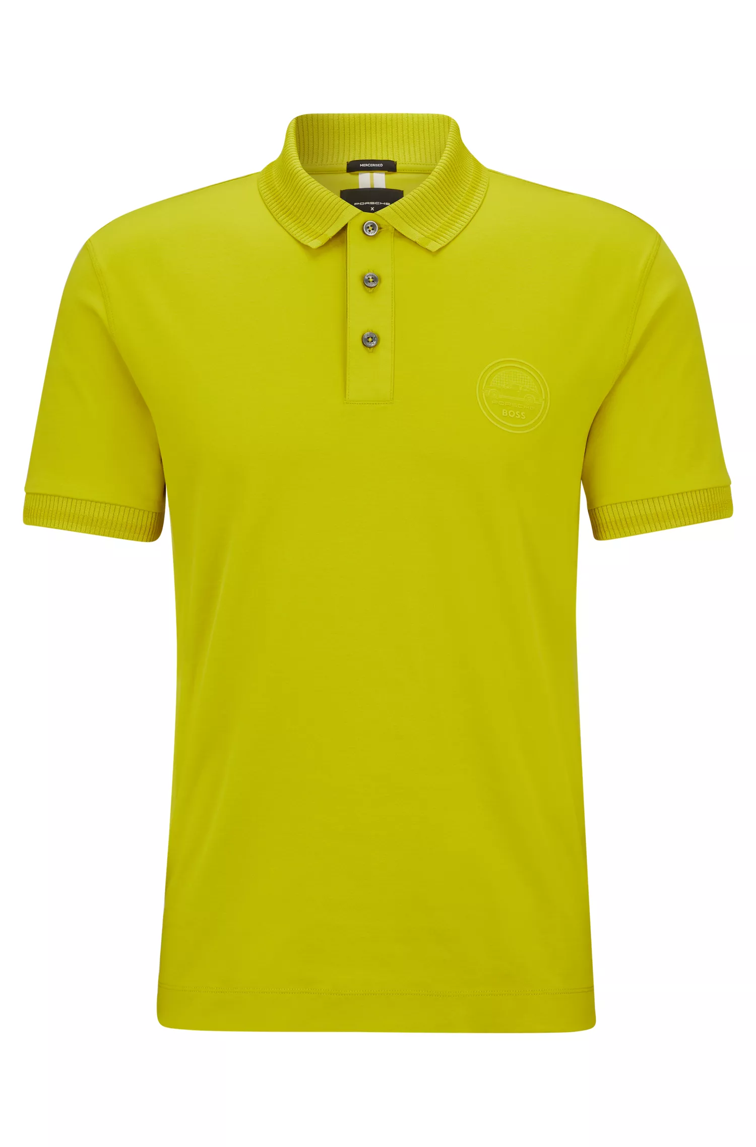 Camisa polo slim fit BOSS Black-Porsche x BOSS em algodão mercerizado