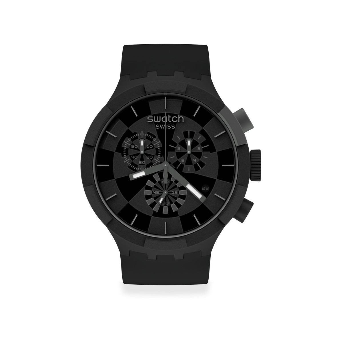 Montre Swatch mixte chronographe plastique silicone noir