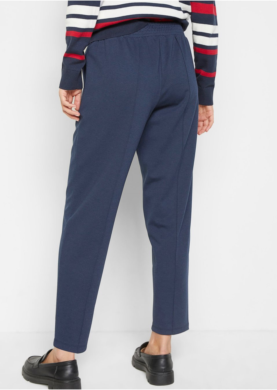 Pantalon en Punto di Roma avec passepoil et tour de taille confortable