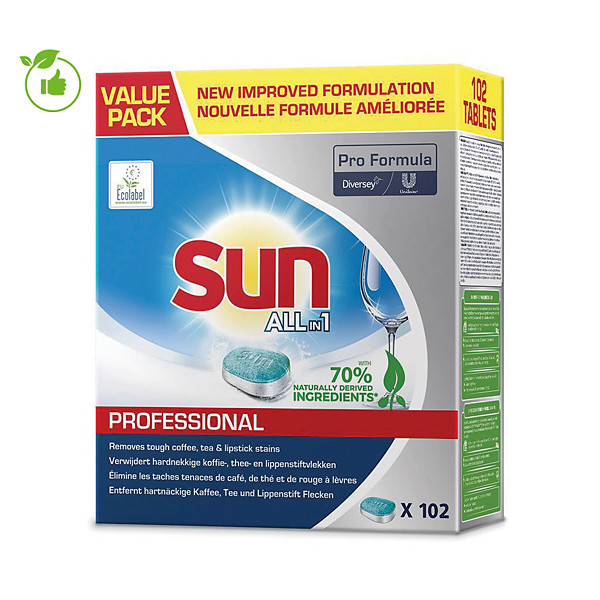 Tablettes lave-vaisselle cycle long HACCP Sun All in 1, boîte de 102