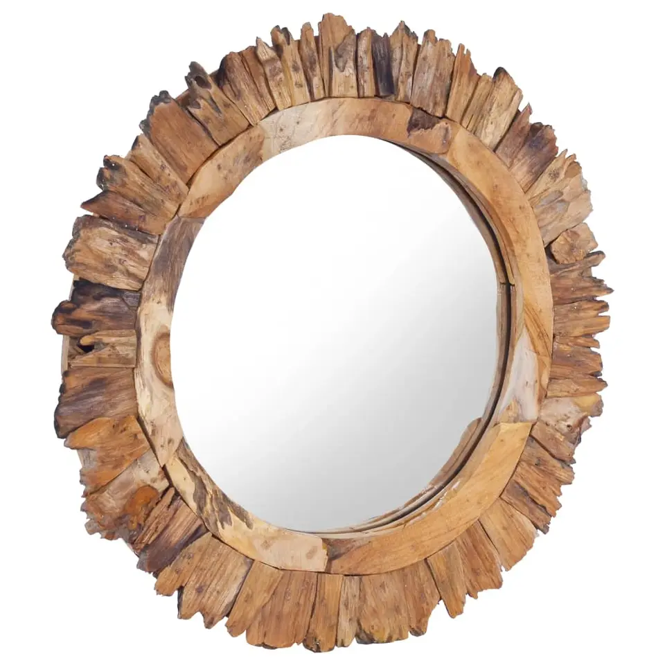 vidaXL - Spiegel - Bruin - Teakhout - Φ 60 cm