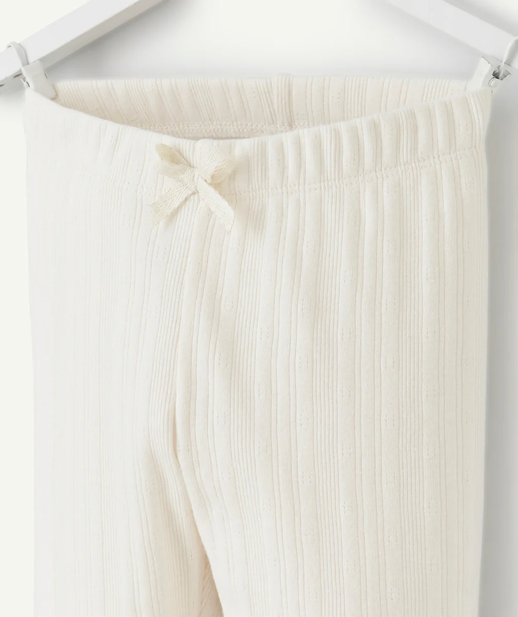 LEGGING EN MAILLE AJOURÉE FILLE EN COTON BIOLOGIQUE ÉCRU