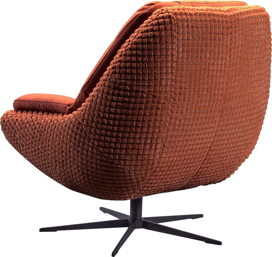 exxpo - sofa fashion Drehsessel »Dim, Loungesessel im Materialmix, Design und Komfort, Solitärmöbel« Drehsessel bequem gepolstert mit elegantem Metall-Sternfuss