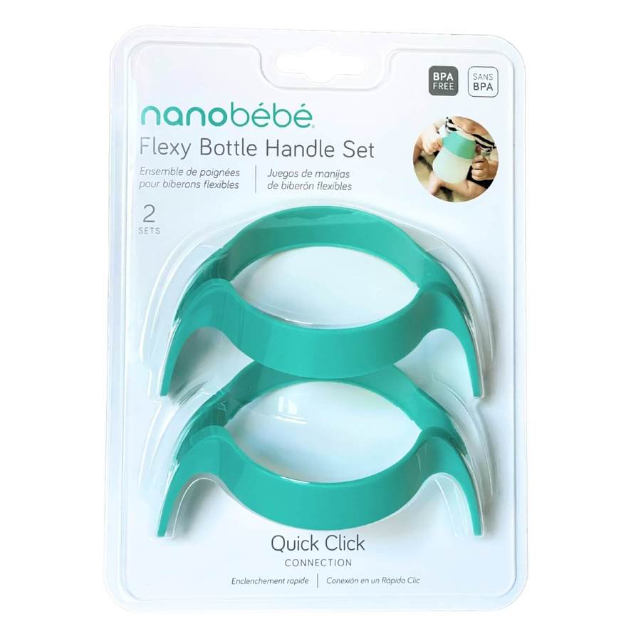 Nanobébé Detachable Handles for Flexy Silicone Baby Bottle Turquoise 2pcs