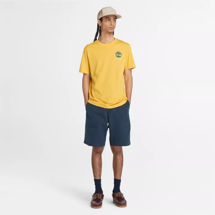 T-shirt à motif dans le dos pour homme en jaune