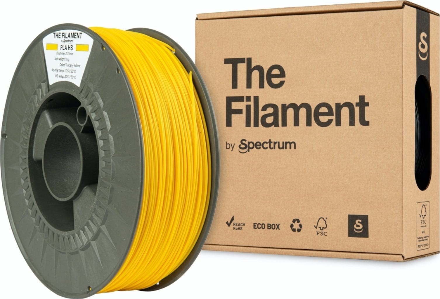 The Filament  PLA HS Tuscany Yellow, 1,75 mm / 1000 g    Kosteneffizientes PLA für hohe Geschwindigkeiten in Tuscany Yellow