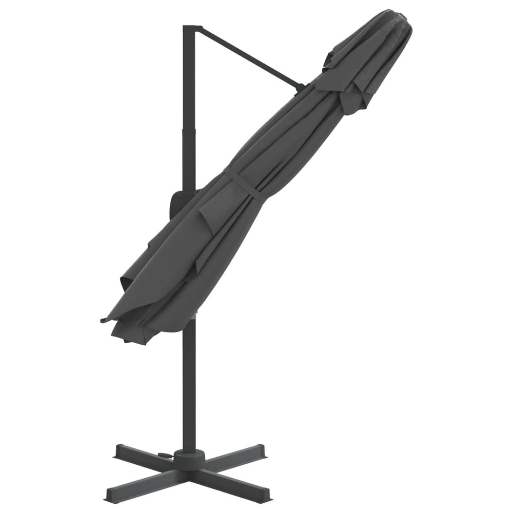 Parasol meuble de jardin cantilever à double toit 400 x 300 cm anthracite